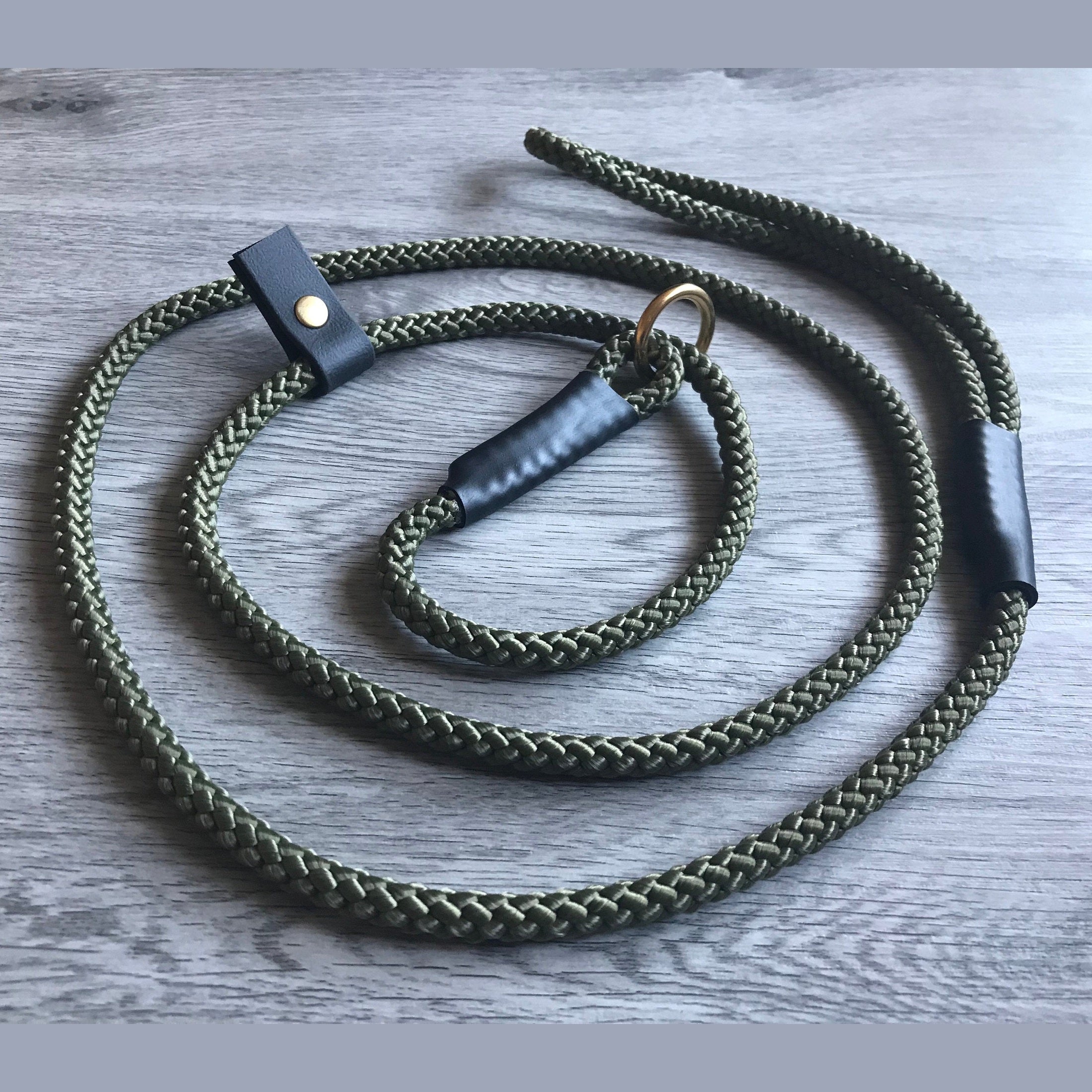 Slip Lead dog training lead Gundog Field Trial Lurcher working dog puppy 10mm Olive Green