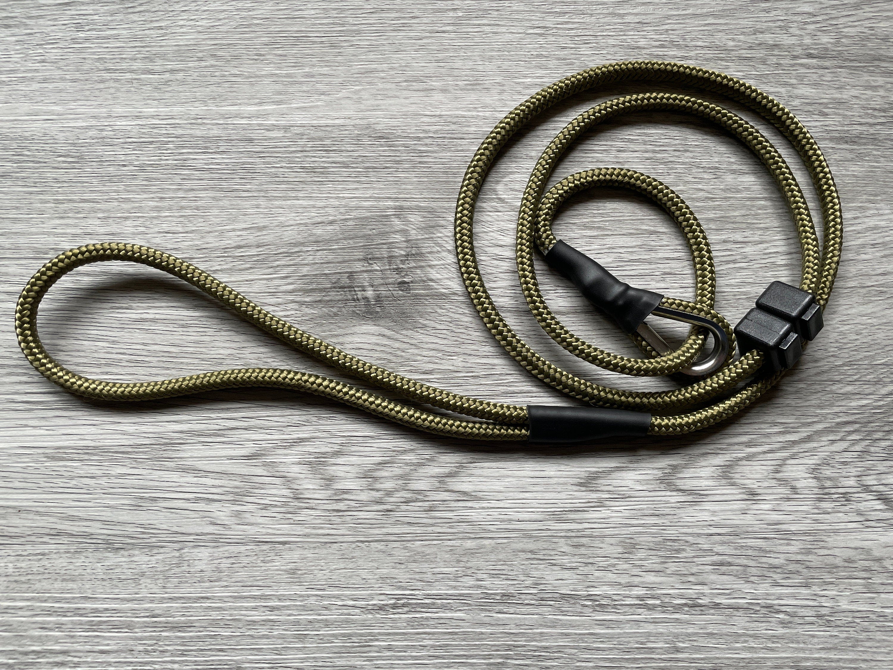 6mm Gundog Slip Lead with metal thimble | Working Dog | Lurcher Field Trial Lightweight Strong Braid Olive Green