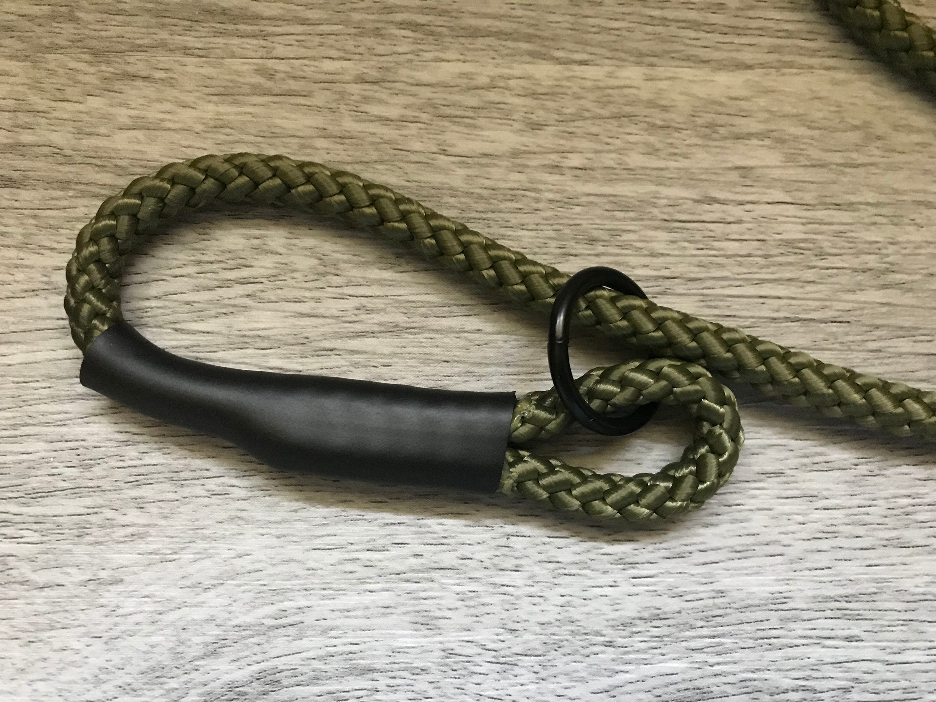 8mm Slip Lead dog Gundog  Training Puppy Competition Field Trial  Braided rope Olive Green