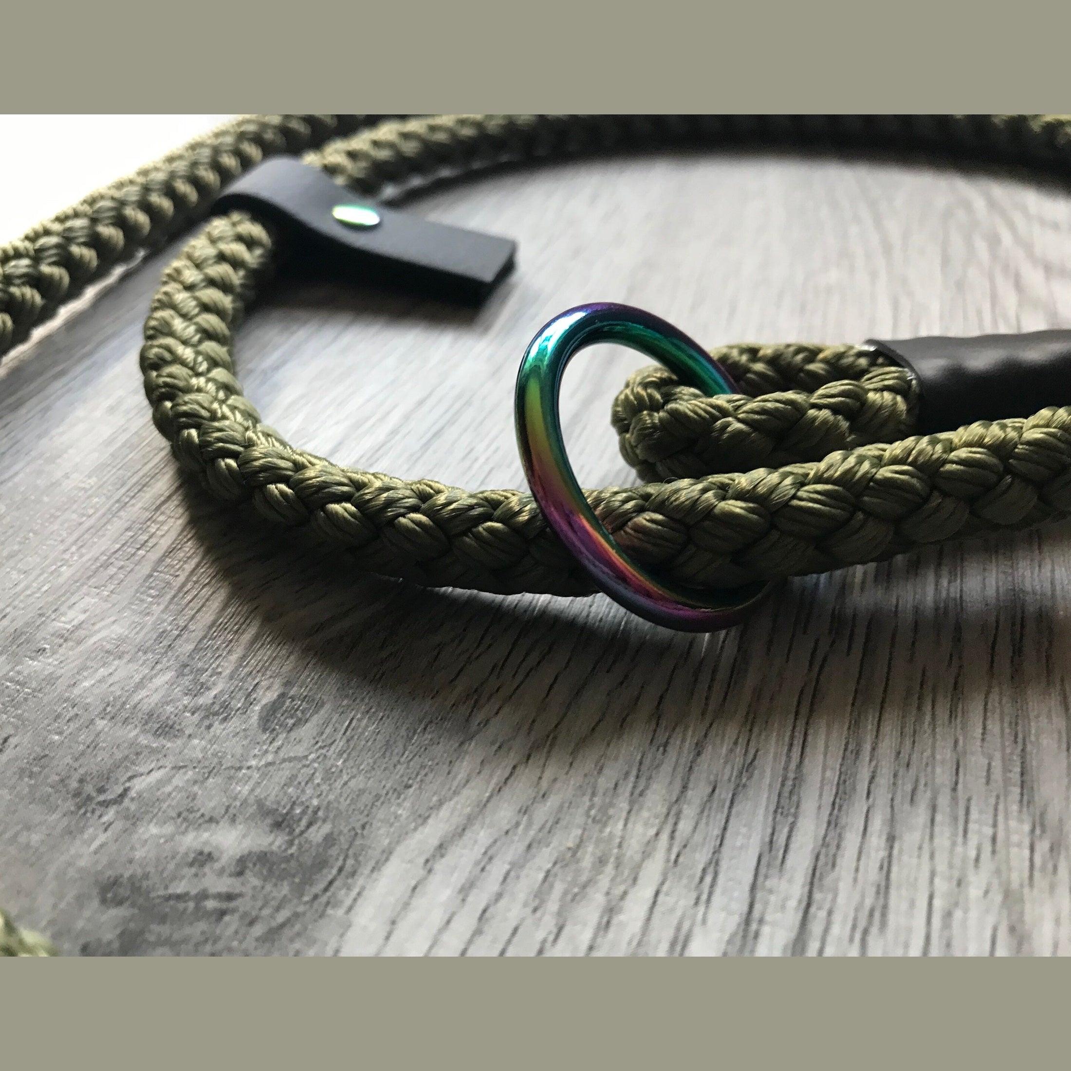 Slip Lead dog training lead Gundog  Field Trial Lurcher working dog puppy 10mm  Olive Green