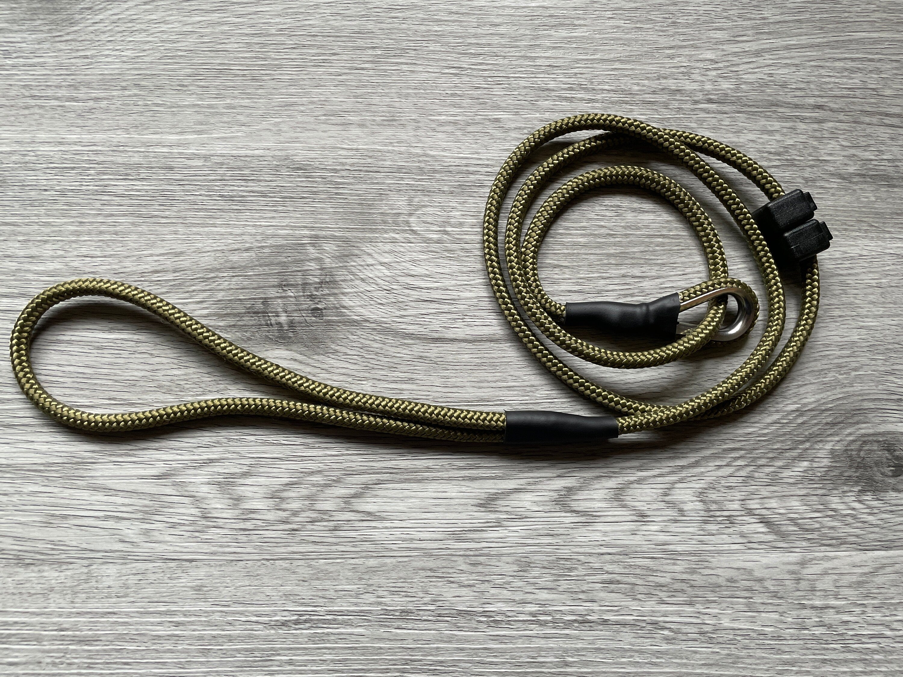 6mm Gundog Slip Lead with metal thimble | Working Dog | Lurcher Field Trial Lightweight Strong Braid Olive Green