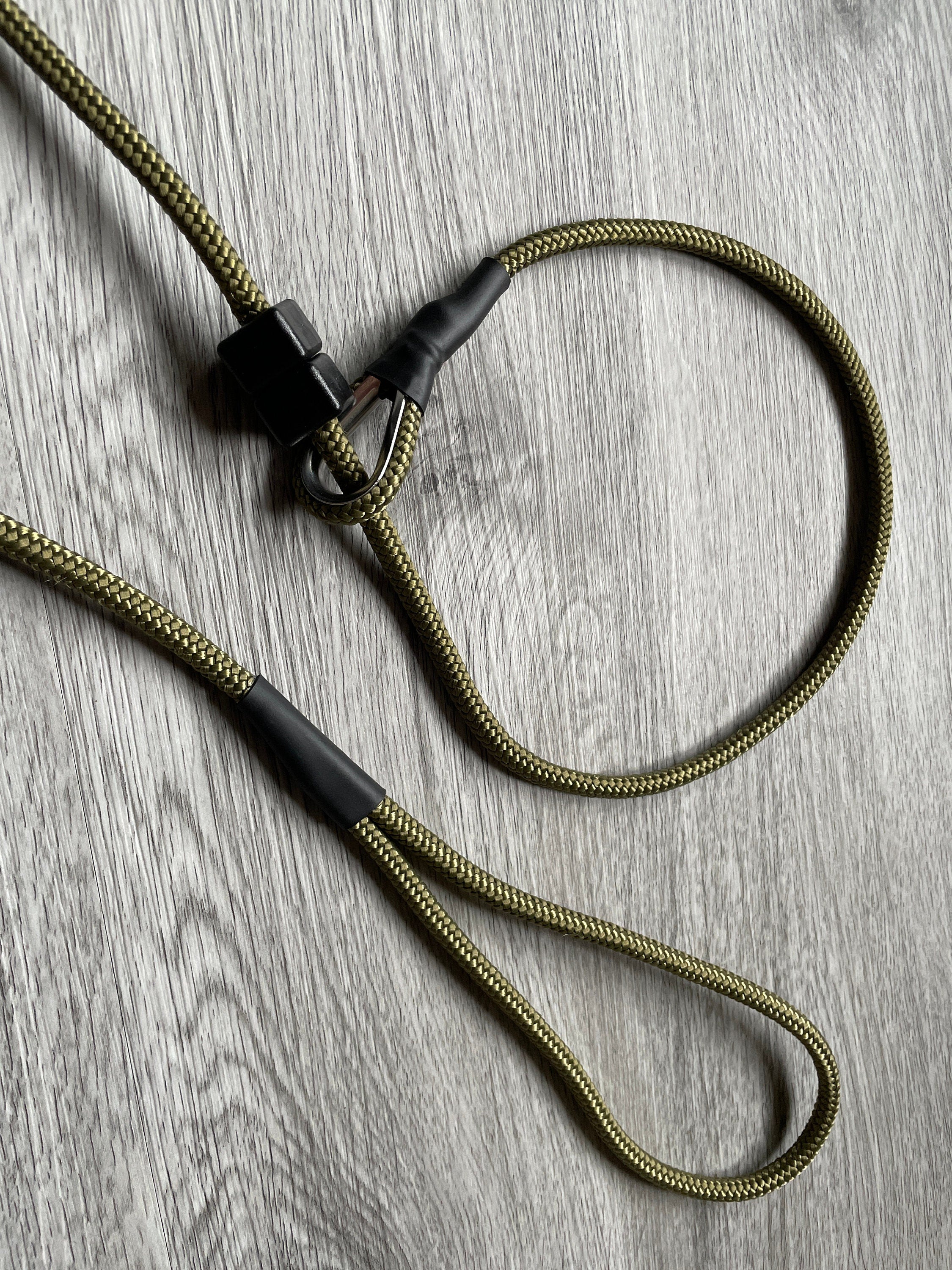 6mm Gundog Slip Lead with metal thimble | Working Dog | Lurcher Field Trial Lightweight Strong Braid Olive Green