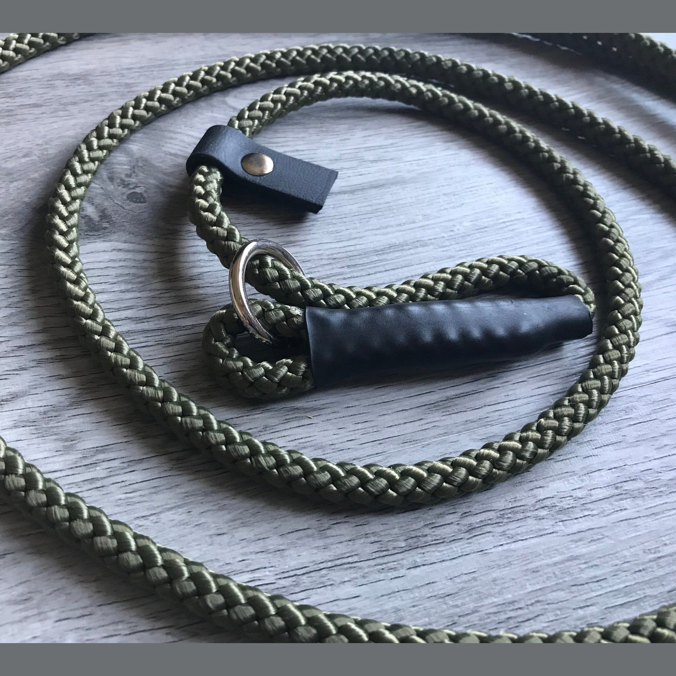 Slip Lead dog training lead Gundog  Field Trial Lurcher working dog puppy 10mm  Olive Green