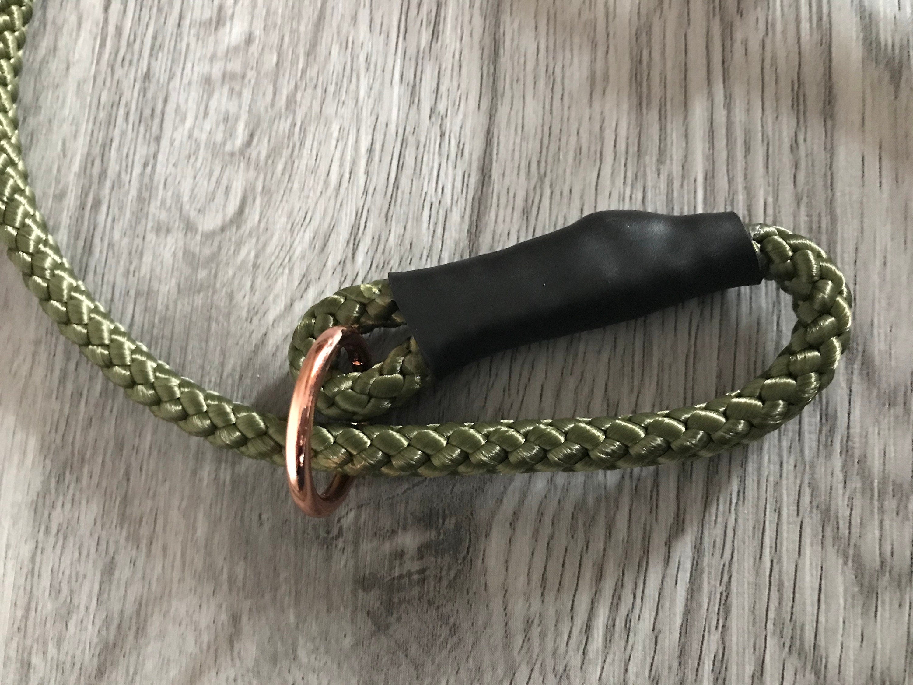 8mm Slip Lead dog Gundog  Training Puppy Competition Field Trial  Braided rope Olive Green