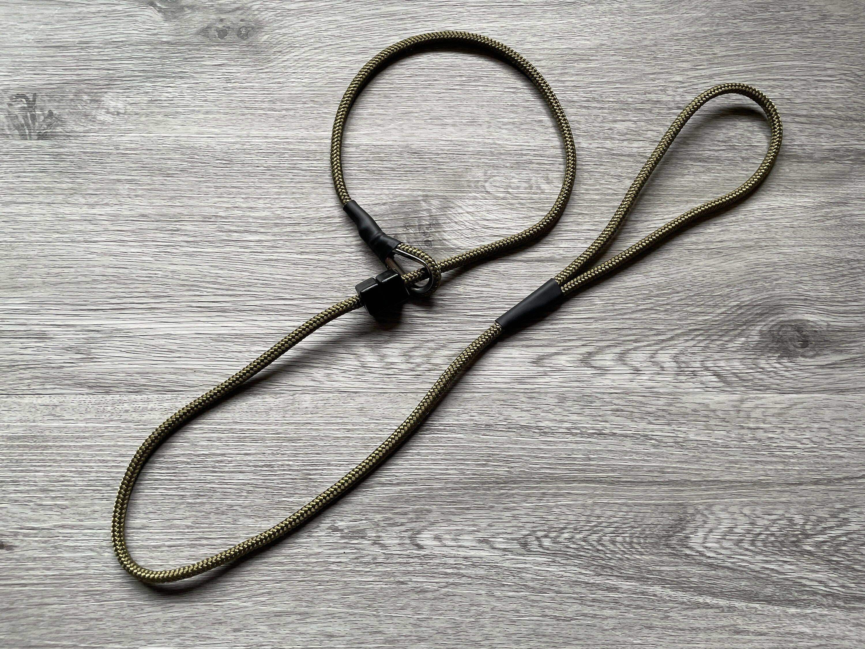 6mm Gundog Slip Lead with metal thimble | Working Dog | Lurcher Field Trial Lightweight Strong Braid Olive Green