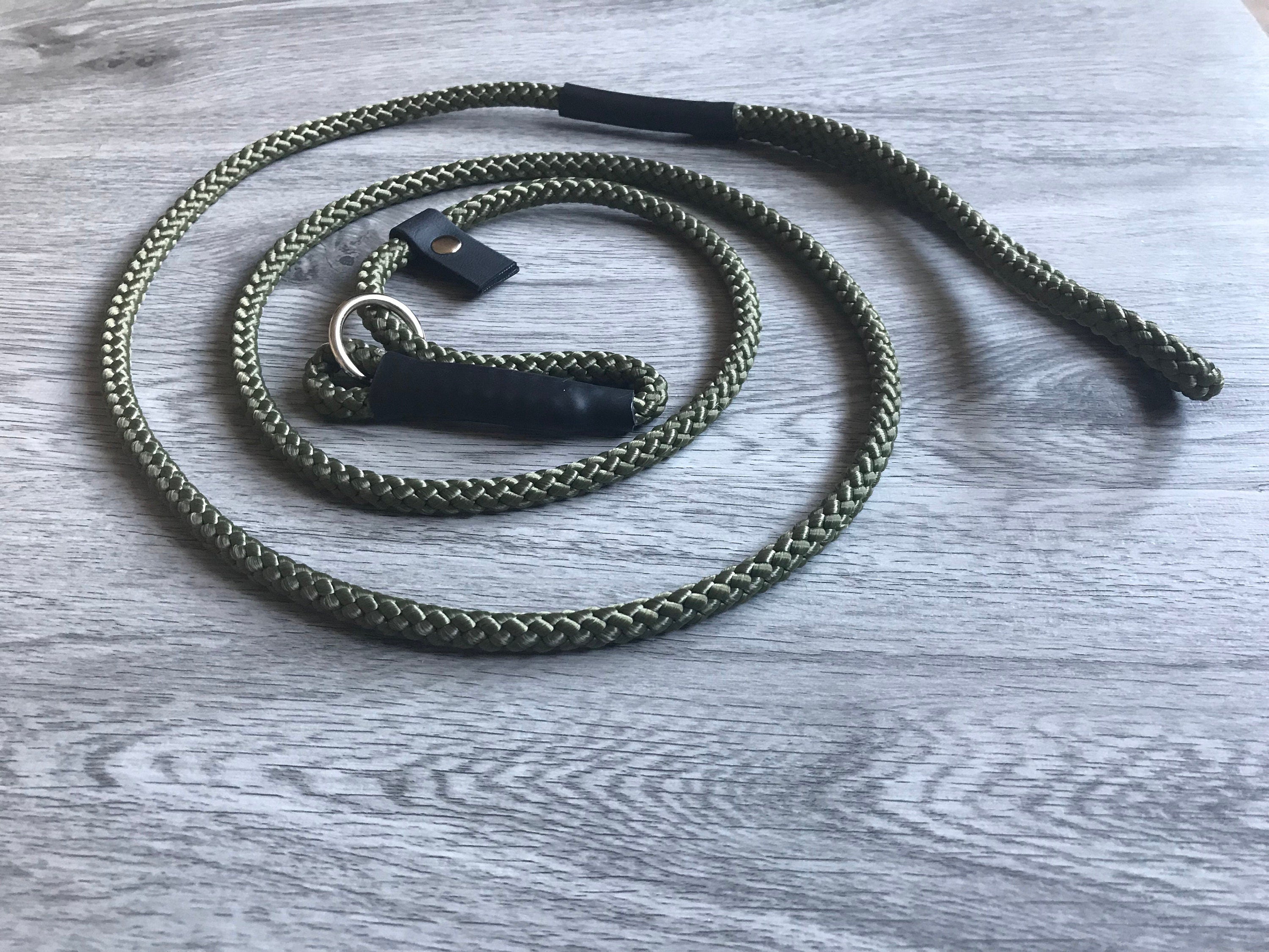 8mm Slip Lead dog Gundog  Training Puppy Competition Field Trial  Braided rope Olive Green