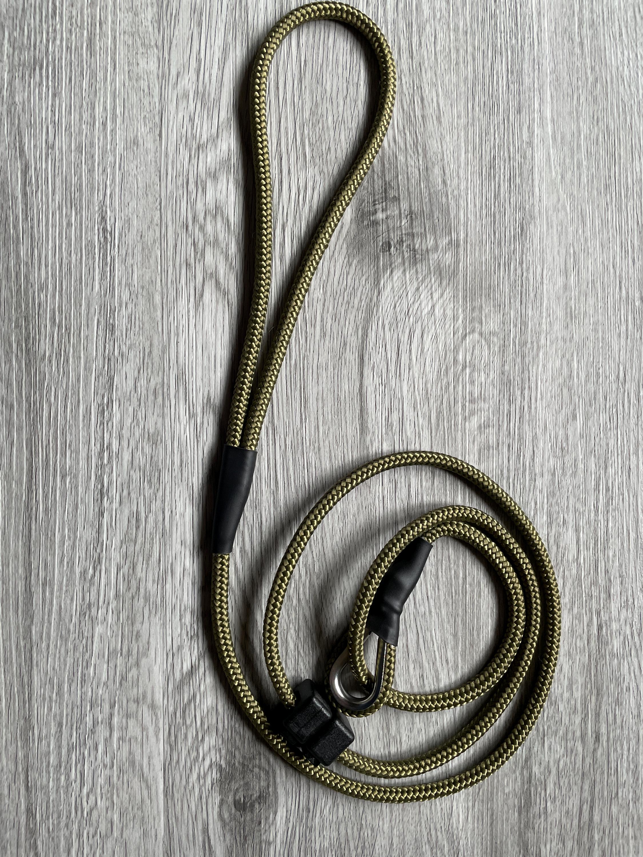 6mm Gundog Slip Lead with metal thimble | Working Dog | Lurcher Field Trial Lightweight Strong Braid Olive Green