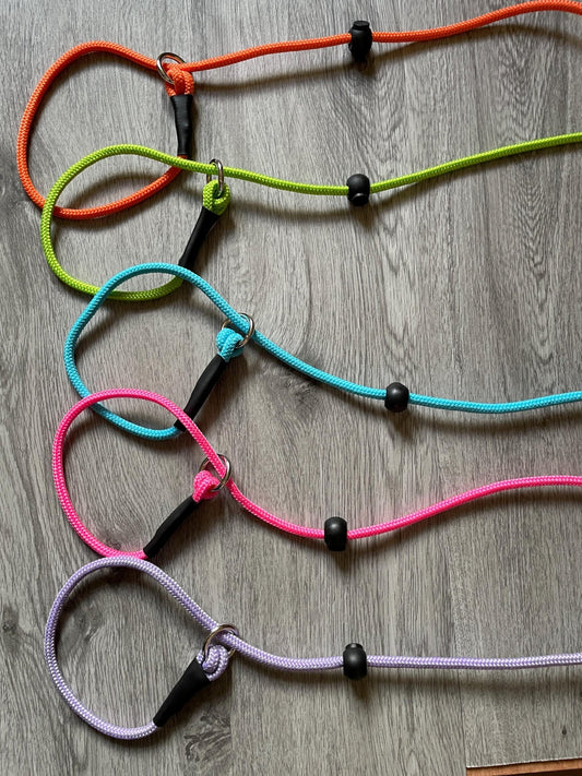 6mm Slip lead for dogs training stop pulling obedience | 2 Adjustable stoppers | thin  lightweight