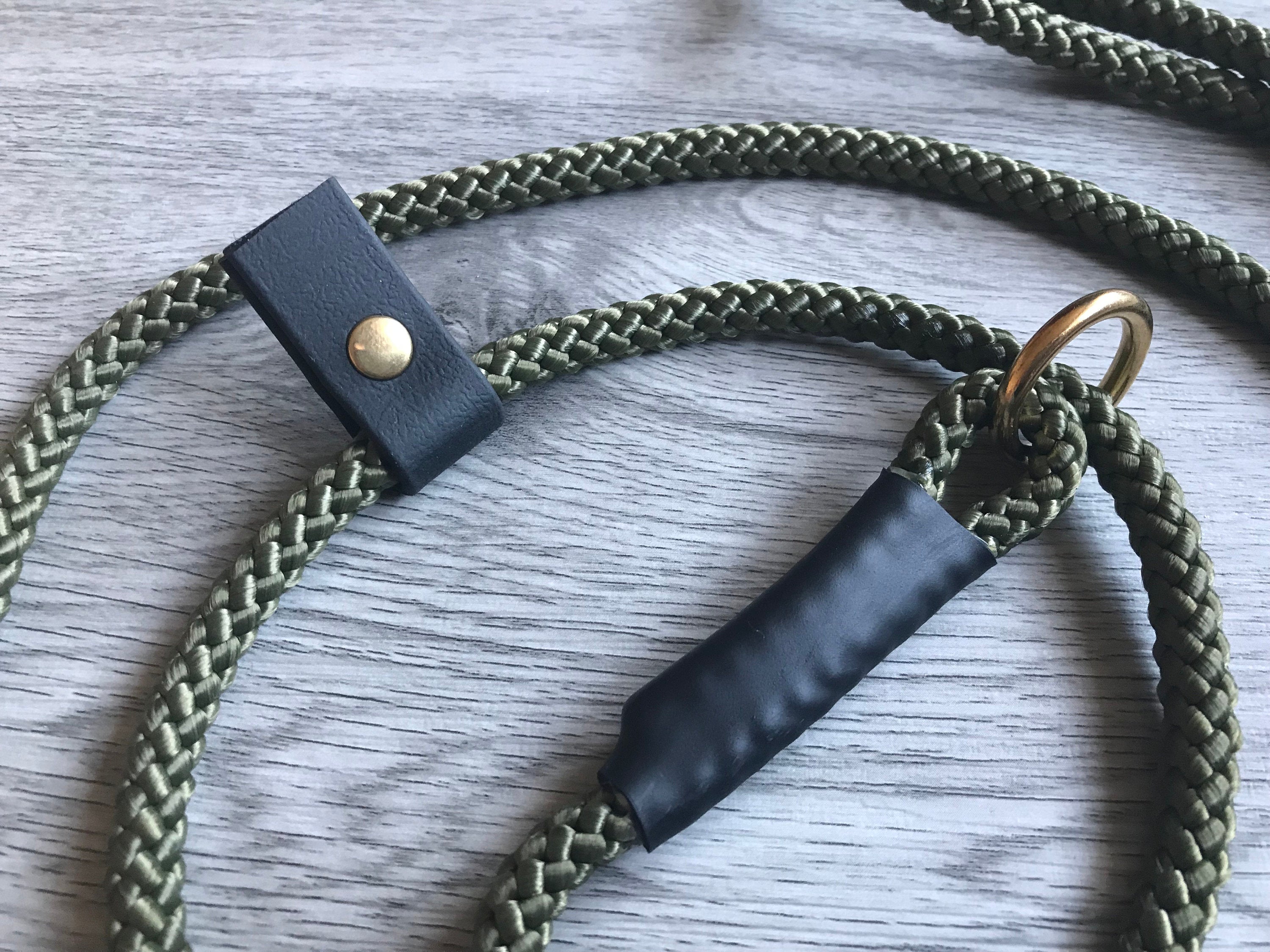 8mm Slip Lead dog Gundog  Training Puppy Competition Field Trial  Braided rope Olive Green