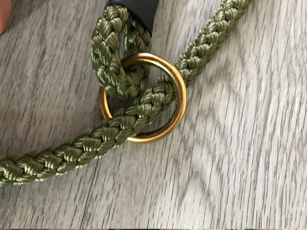 8mm Slip Lead dog Gundog  Training Puppy Competition Field Trial  Braided rope Olive Green