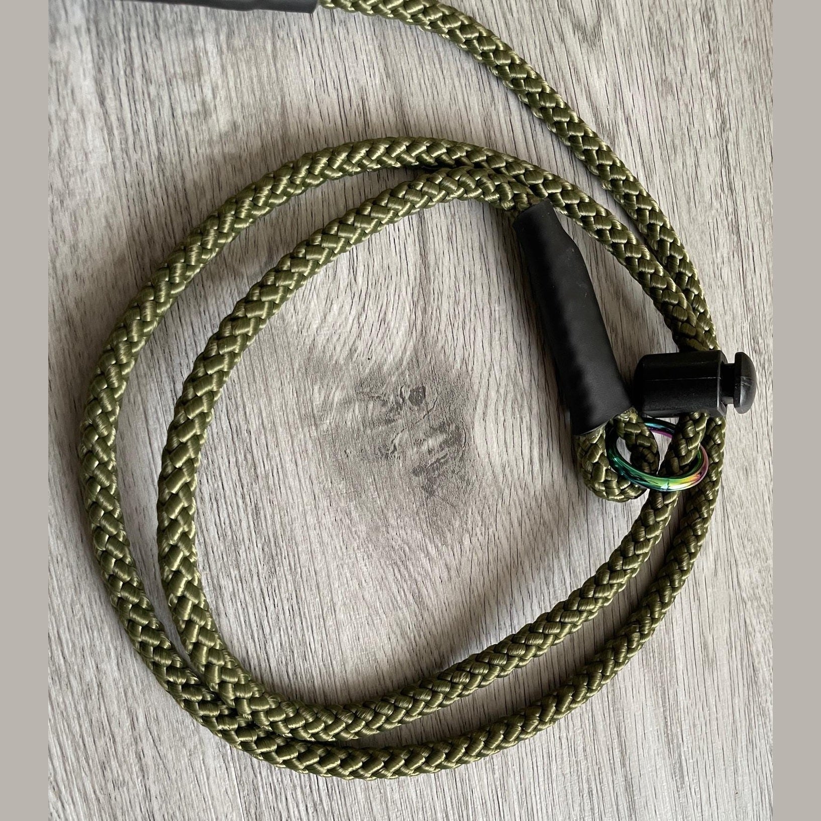 8mm Slip lead Dog Gun dog | long line recall  |  Puppy Training rope slip lead | 1 metre to 10 metres | Adjustable stopper Olive  Khaki