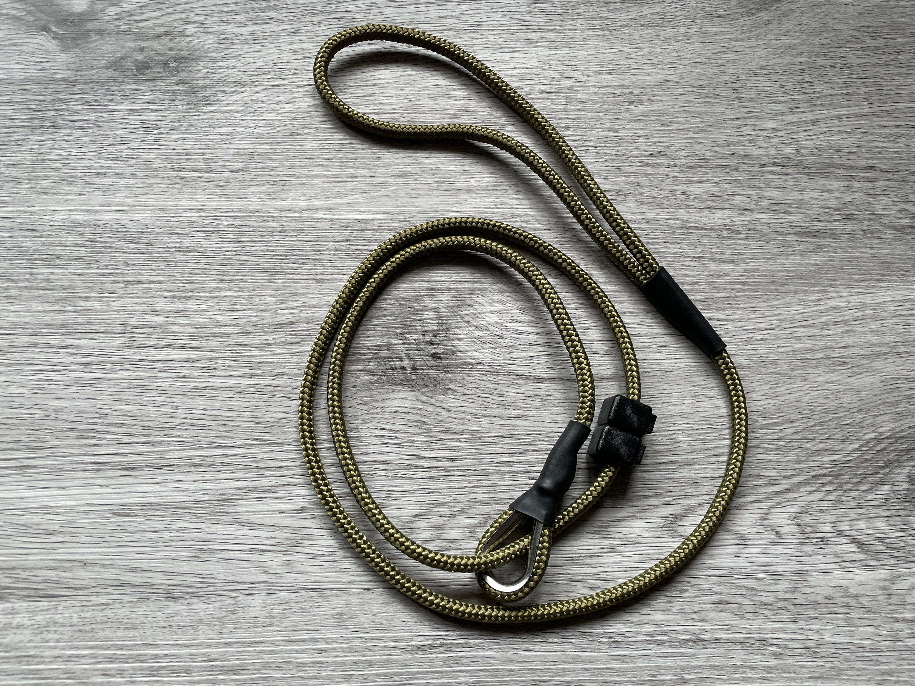 6mm Gundog Slip Lead with metal thimble | Working Dog | Lurcher Field Trial Lightweight Strong Braid Olive Green