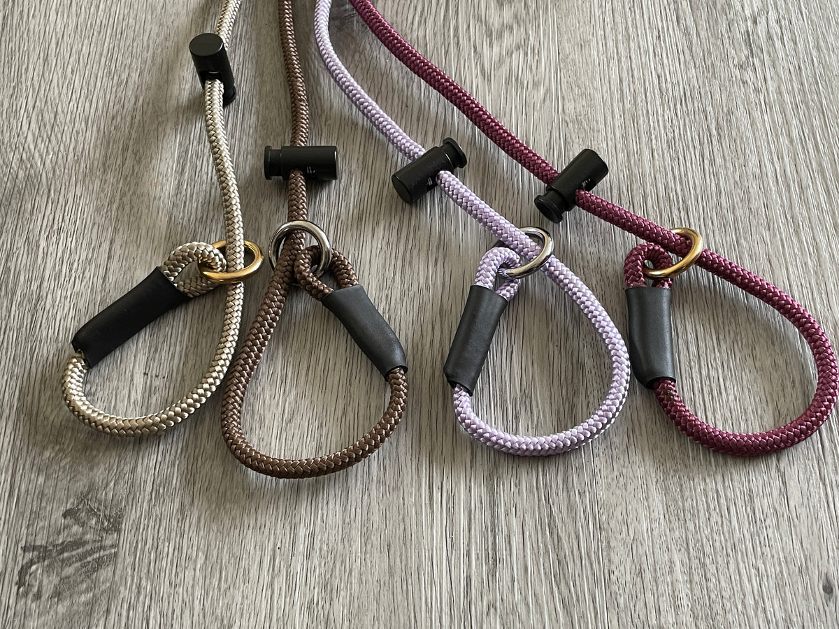 6mm Rope Dog Slip Lead |  Daily Walking and Stop Pulling Training |Adjustable Stopper | 3ft to 6ft