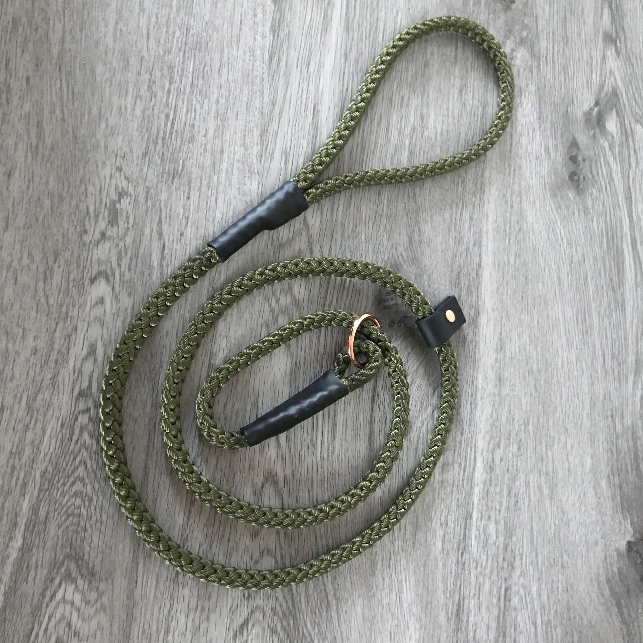 Slip Lead dog training lead Gundog  Field Trial Lurcher working dog puppy 10mm  Olive Green