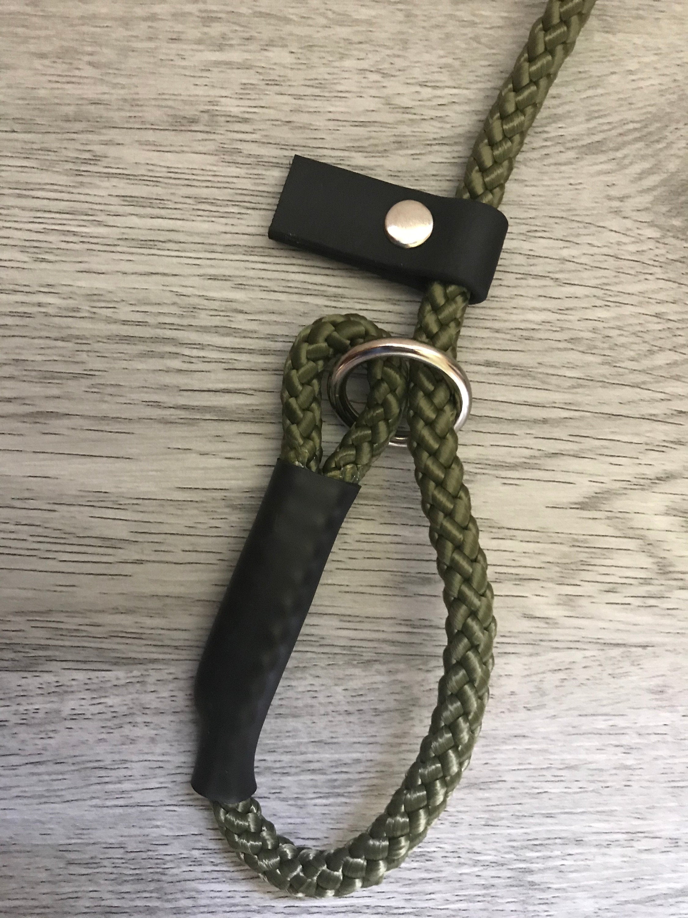 8mm Slip Lead dog Gundog  Training Puppy Competition Field Trial  Braided rope Olive Green